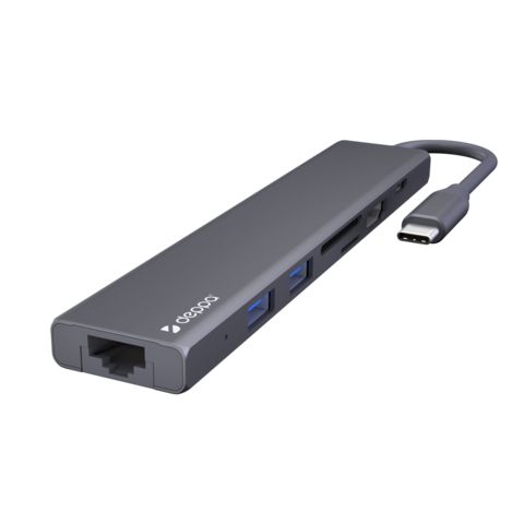 Переходник Deppa Type-C Hub 7в1 (73127) Type-C to USB3.0x2/ HDMI/ RJ45/ microSD)
