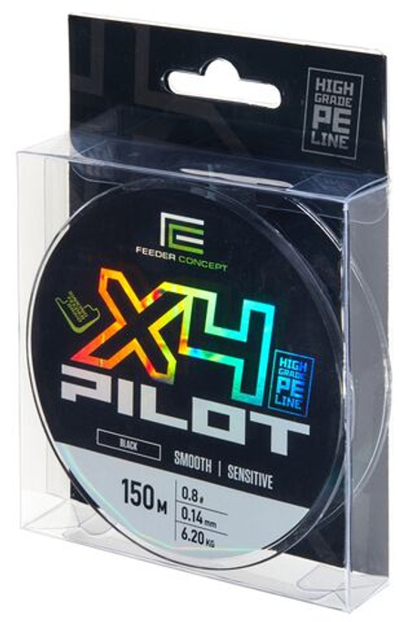 Леска плетёная Feeder Concept Pilot X4 BRAID Black 150м, 0.14мм