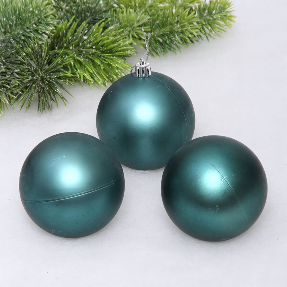 Новогодние шары 8 см (набор 3 шт) «Матовый», темный нефрит