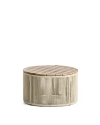 Уличчный столик Dandara из стали, веревки цвета экрю и массива акации Ø60 см