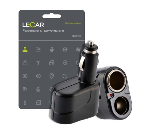 Разветвитель прикуривателя 2 гнезда (блистер) (LECAR)