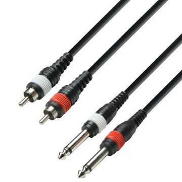 Adam Hall K3 TPC 0300 M - кабель аудио 2 x RCA (M) - 2 х TRS (jack) mono 6.3 mm, 0.22 мм2, 3 м, moul