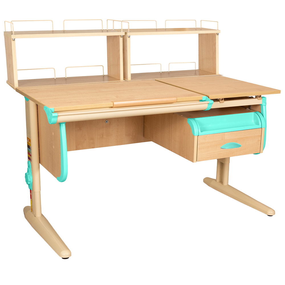 Растущая парта СУТ 25 с задними полками СУТ.15.240 и навесной тумбой (1200×880 мм)