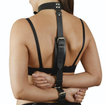 Черная кожаная фиксация рук за спиной Новичок (Цвет: черный)