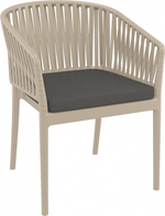 Кресло пластиковое с подушкой Siesta Contract Portofino, бежевый, темно-серый