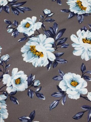 Рогожка 150 см., 100% хлопок, "Пионы на сером"