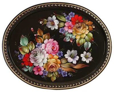 Жостовский поднос декоративный, размер 51х41 см (A26), металлический