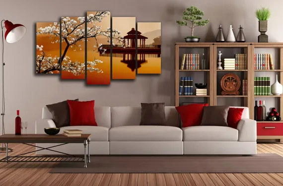 Модульная картина "Сакура на закате"