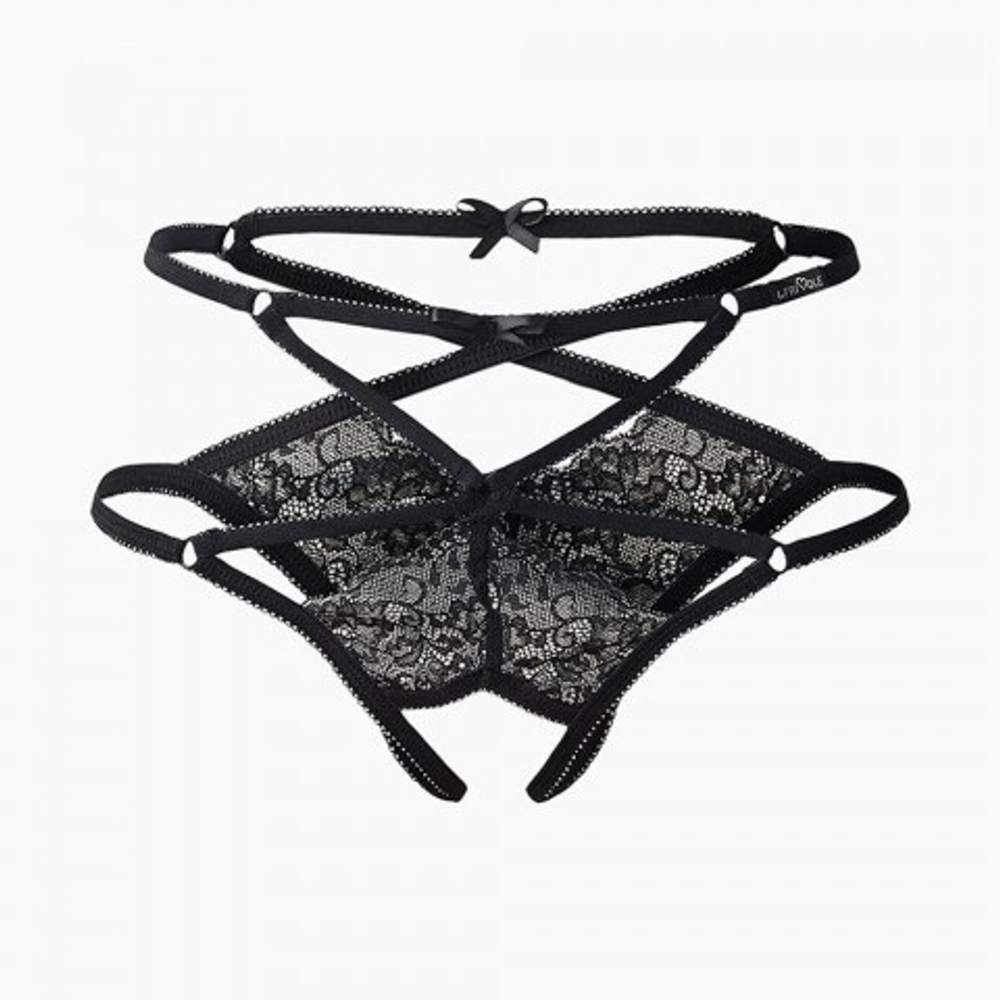 Трусики с доступом и переплетением лент Le Frivole Easy to love (L/XL, 46-48)
