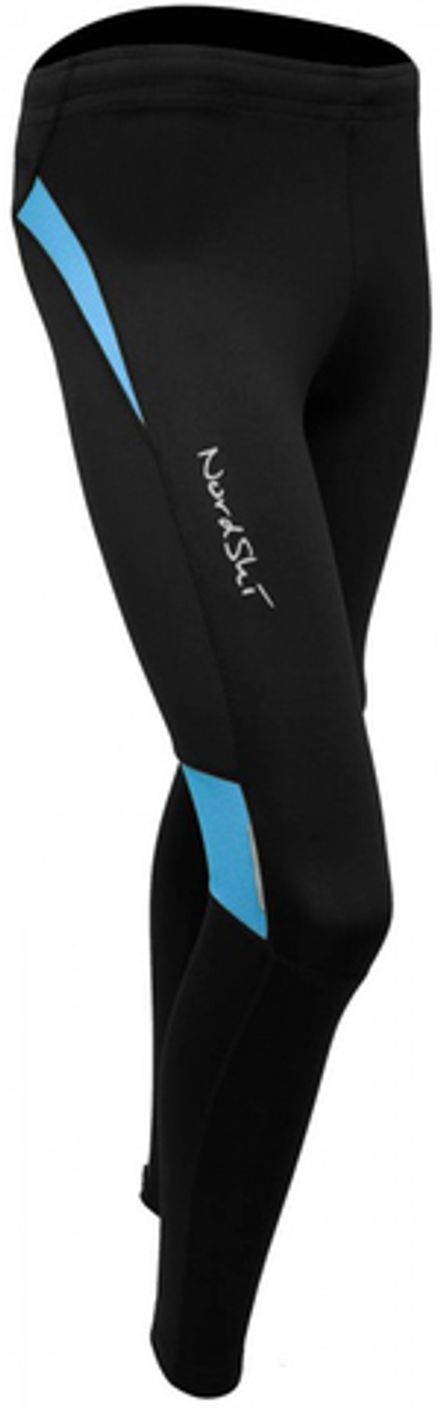Тайтсы беговые Nordski Premium детские чёрный-аквамарин