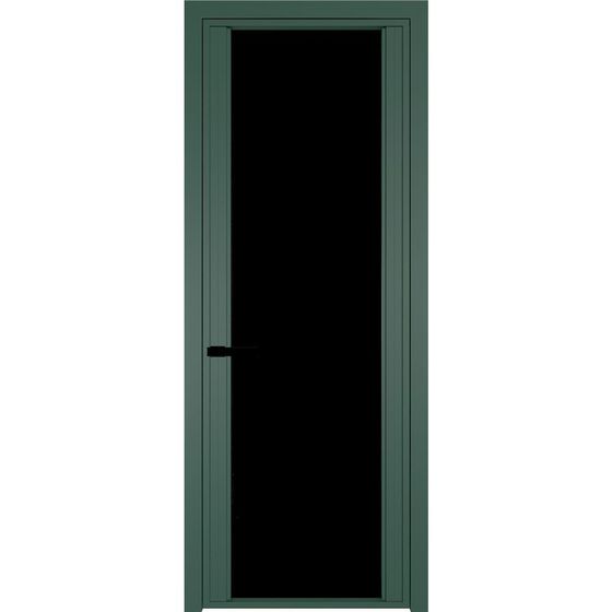 Алюминиевая дверь 2AGP зелёный воск стекло чёрный триплекс
