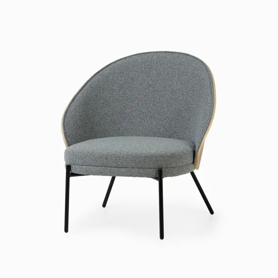 Лаунж-кресло Rosin, серая обивка, шпон ясеня