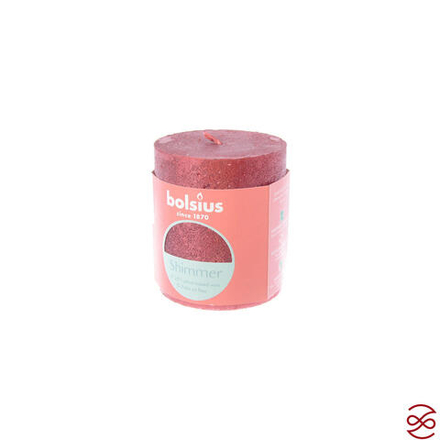 Свеча рустик Bolsius Shimmer 80/68 красная - время горения 35 часов