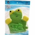 Мочалка-варежка для тела «Ультрамарин - Лягушка», мягкая, цвет зеленый,21*16см