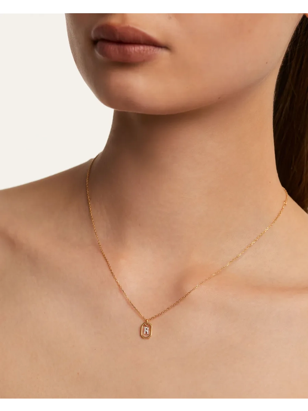 Колье женское PDPaola Мини-Буква R серебро 925 пробы покрытое золотом 750 пробы CO01-529-U