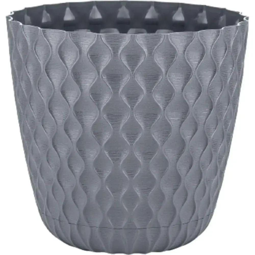 Горшок для цветов InGreen Wave с дренажной сеткой и съемным поддоном 4,7л,D205мм вулканиче