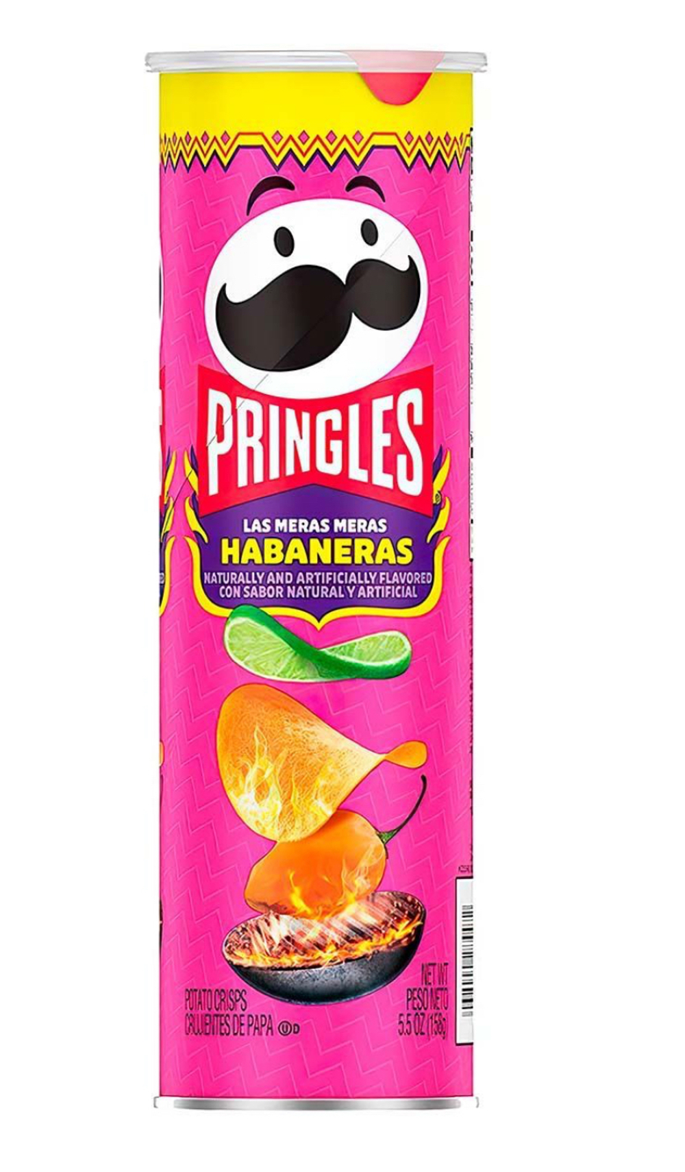 Картофельные чипсы Pringles Habaneras со вкусом сладкого перца и лайма (США),