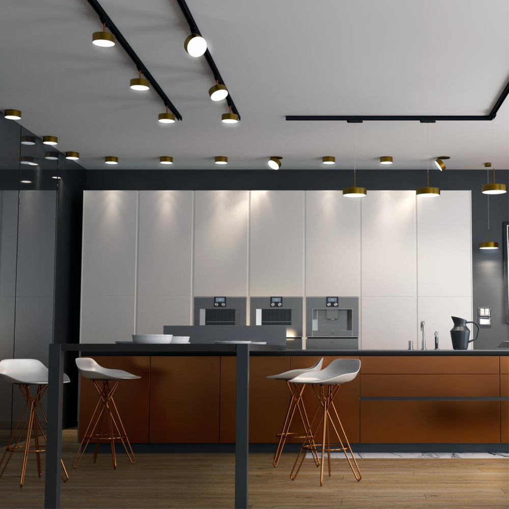 358760 PORT NT21 269 матовое золото Трехфазный трековый светодиодный светильник IP20 LED 24W 4000K 2100Лм 100-265V PROMETA