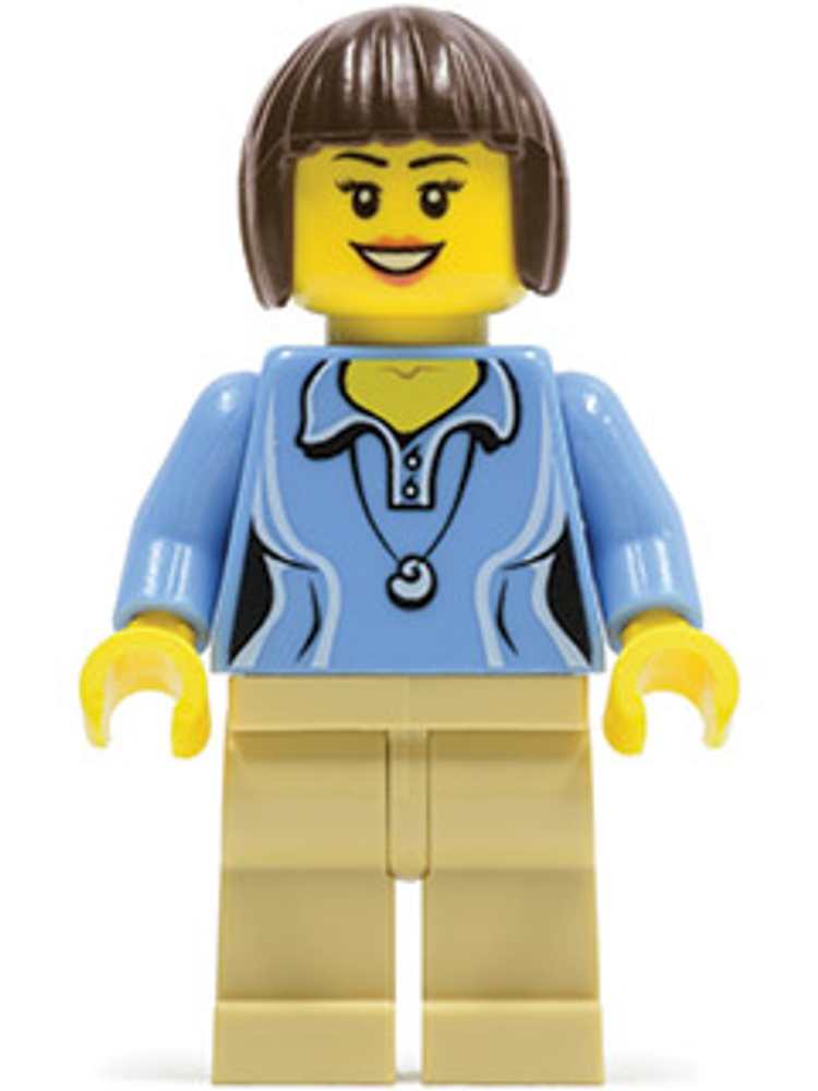 Минифигурка LEGO Twn207 Средне-синяя женская рубашка