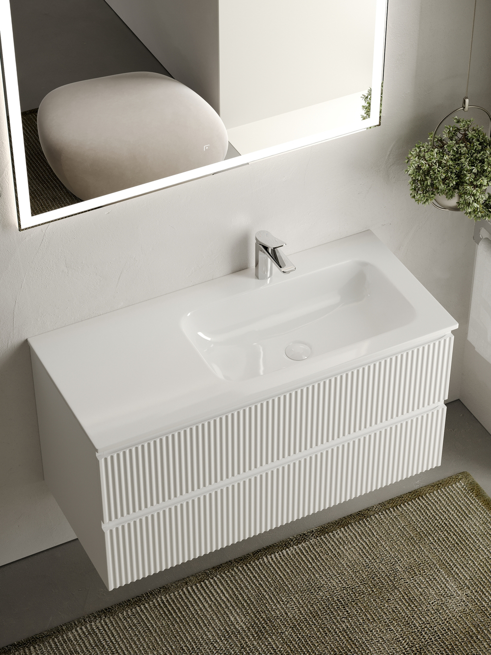 Тумба с раковиной Sancos Snob R 100 см SNR100RW правая, bianco