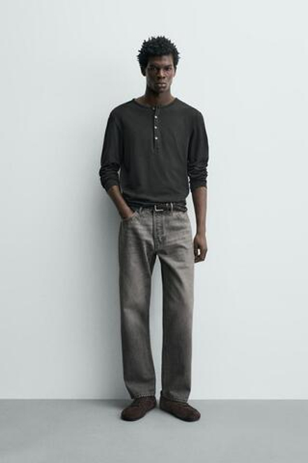 ZARA ДЖИНСЫ REGULAR FIT, СЕРЫЙ