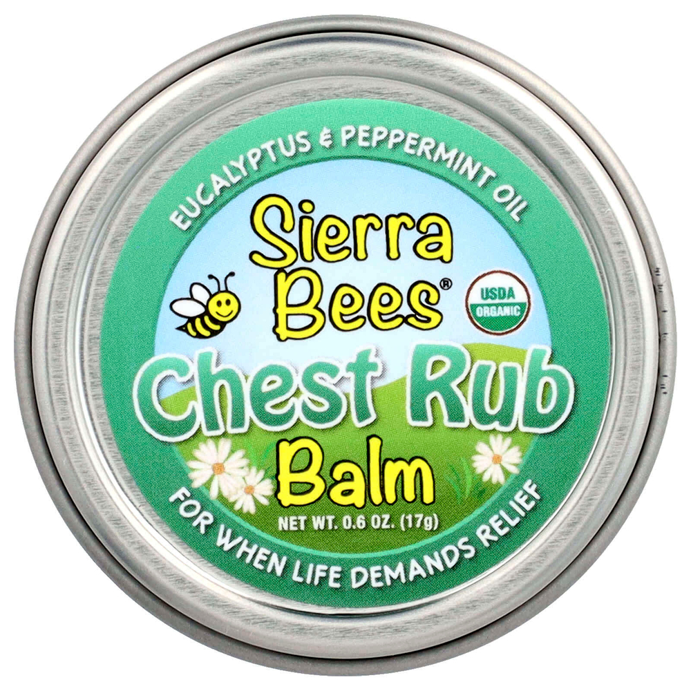 Sierra Bees, Бальзам для втирания в грудь, эвкалипт и перечная мята, 17 г (0,6 унции)