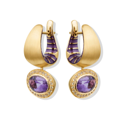 Серьги с Аметистом и Желтыми Сапфирами, Эмаль, E0178-61/2
