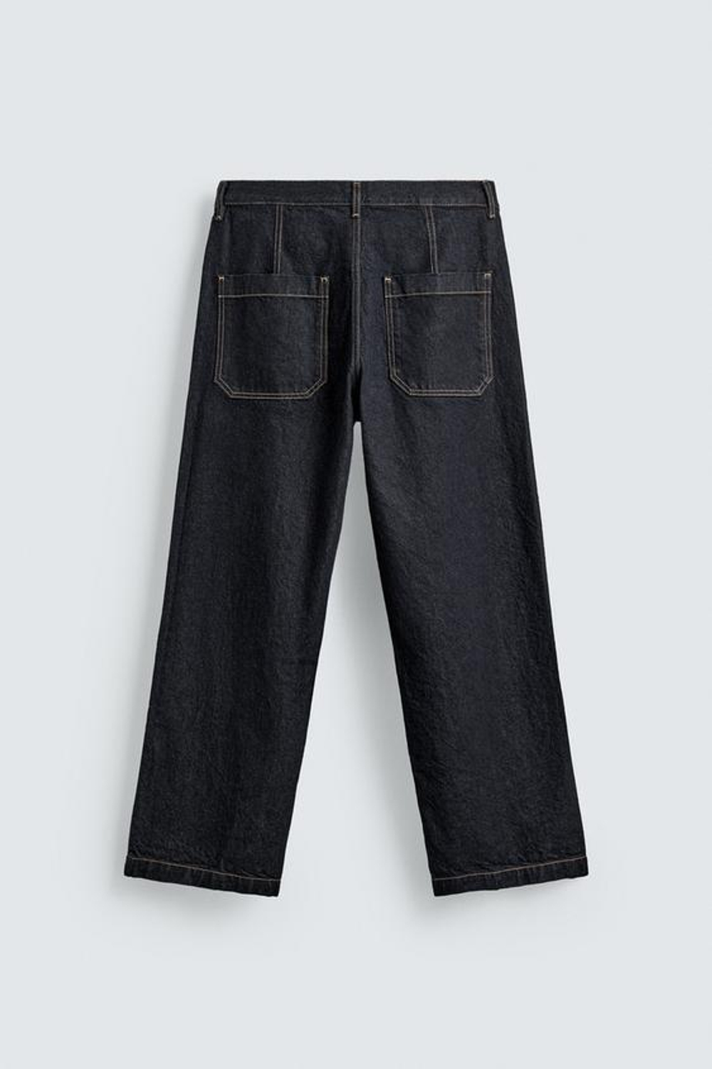 ZARA ДЖИНСЫ BAGGY FIT СО СМЕЩЕННЫМ ШВОМ, СИНИЙ