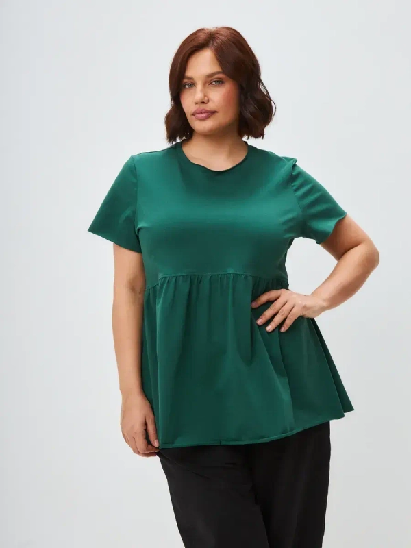 Футболка с баской оверсайз изумрудный