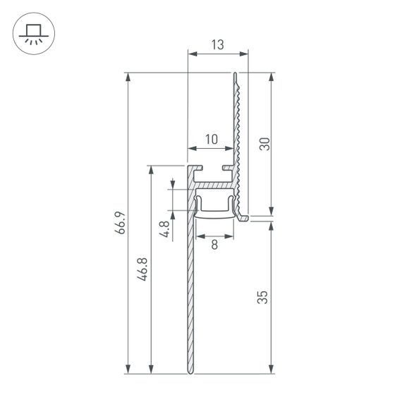 Профиль встраиваемый Arlight Plintus-Fantom-H35-2000 Anod 048687