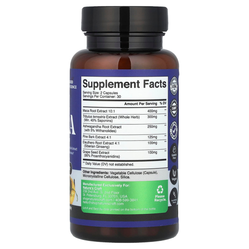 Nature's Craft, Men's Wellness, комплекс из корня маки, 60 капсул