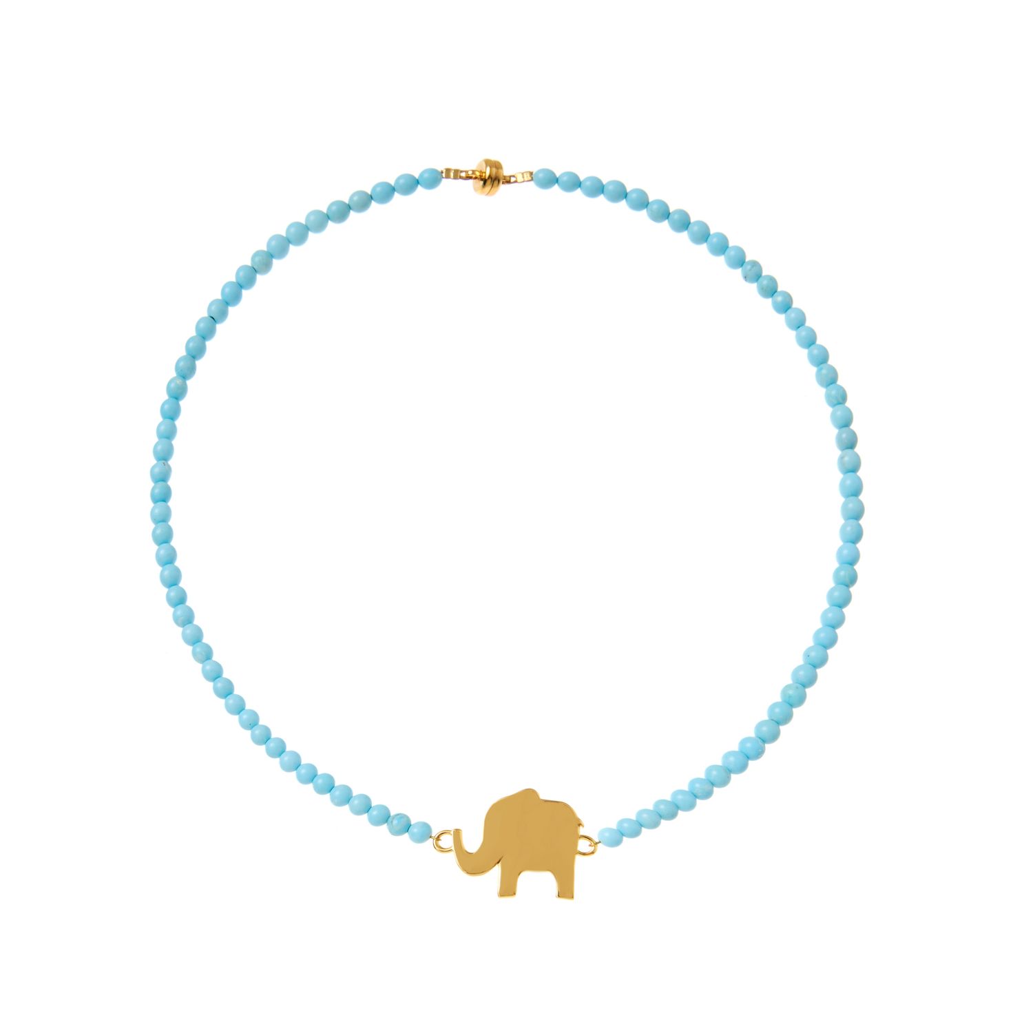 Колье Gold Plated Elephant Charm Beaded Necklace