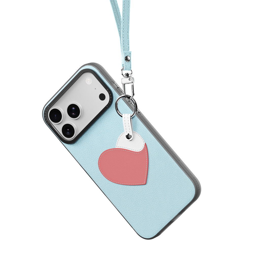 Чехол синего цвета (Love Edition) для смартфона iPhone 17 Pro, серия Luvy Series (со съемным ремешком) от Dux Ducis