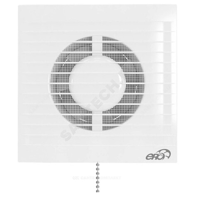Вентилятор накладной пластик D100 с защитной сеткой, тяговым выключателем белый Эра E 100 S-02