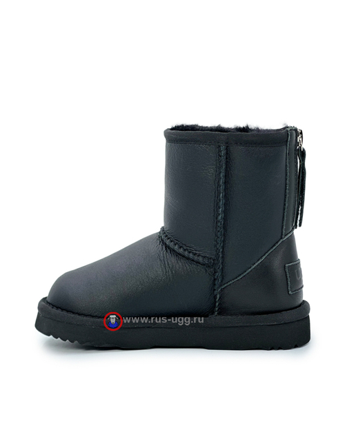 KIDS CLASSIC SHORTZIP LEATHER Black