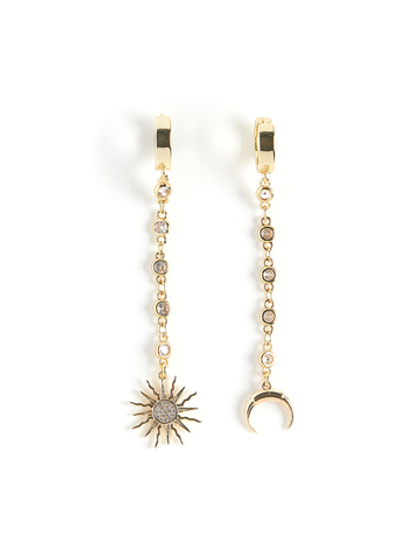 Серьги "Sun and moon long" Gold