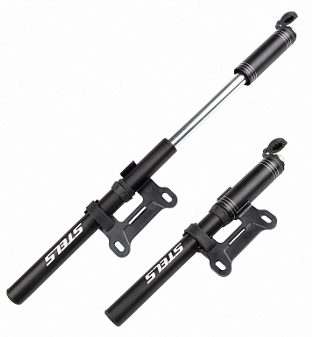 Насос ручной M19-01A STELS телескопический алюминиевый серебристо-чёрный