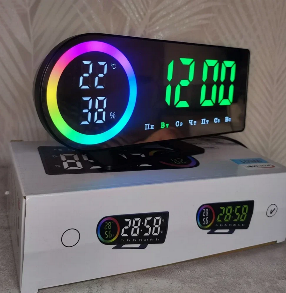 Часы-будильник настольные LED W601 Black