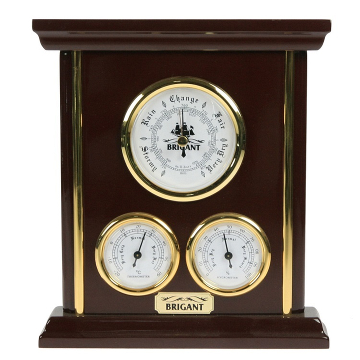 Барометр-метеостанция настольная "BRIGANT": барометр, термометр, гигрометр, цвет красное дерево 20х23см.