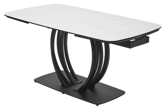 Стол MALTA 160 MARBLES KL-99 Белый мрамор матовый, итальянская керамика/ черный каркас