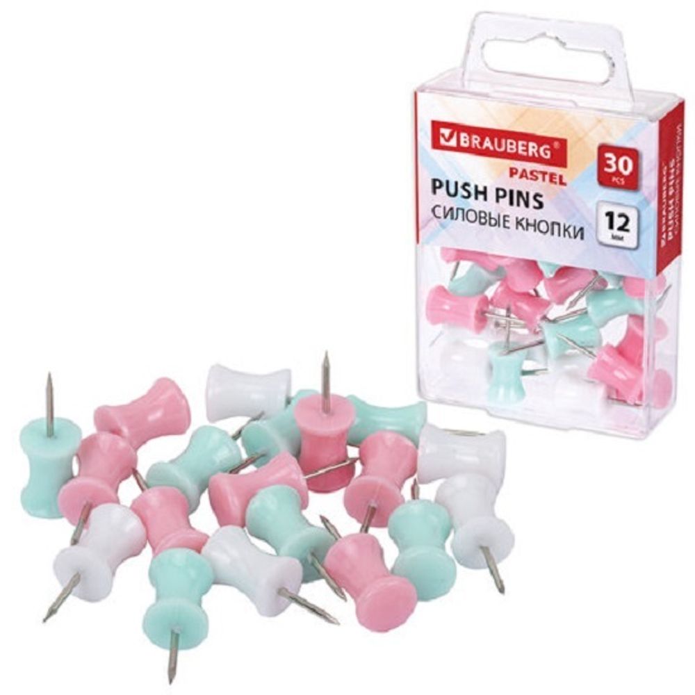 Кнопки силовые для пробковых досок Катушка Pastel 30 шт Brauberg