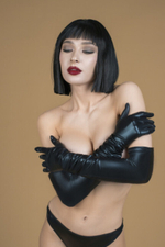 Элегантные перчатки из материала wet look SM (42-44) (Цвет: черный)