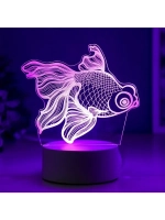 Светильник 3D ночник RISALUX «Рыбка», LED RGB, от сети, 9.5×