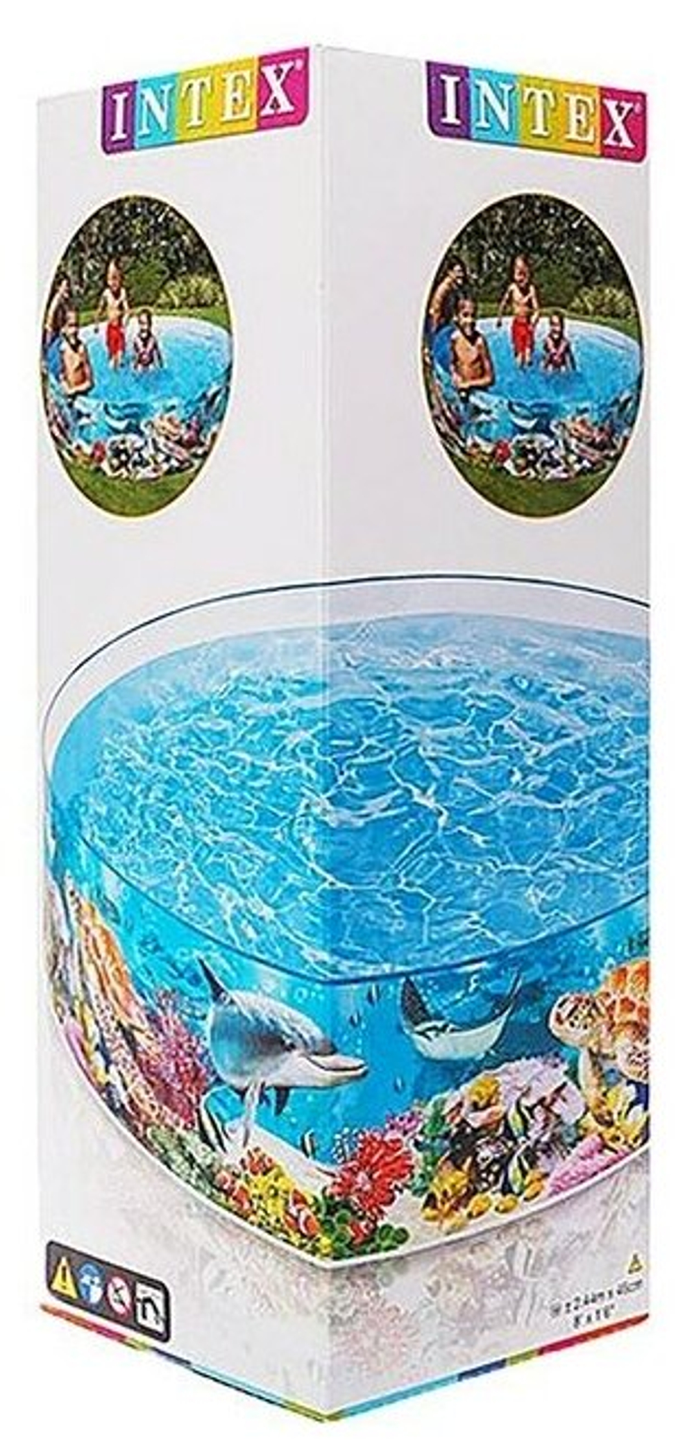 Бассейн каркасный Intex 58472 Snapset 244х38 см / Круглый сборный бассейн Пляжные друзья Интекс жесткий для дачи