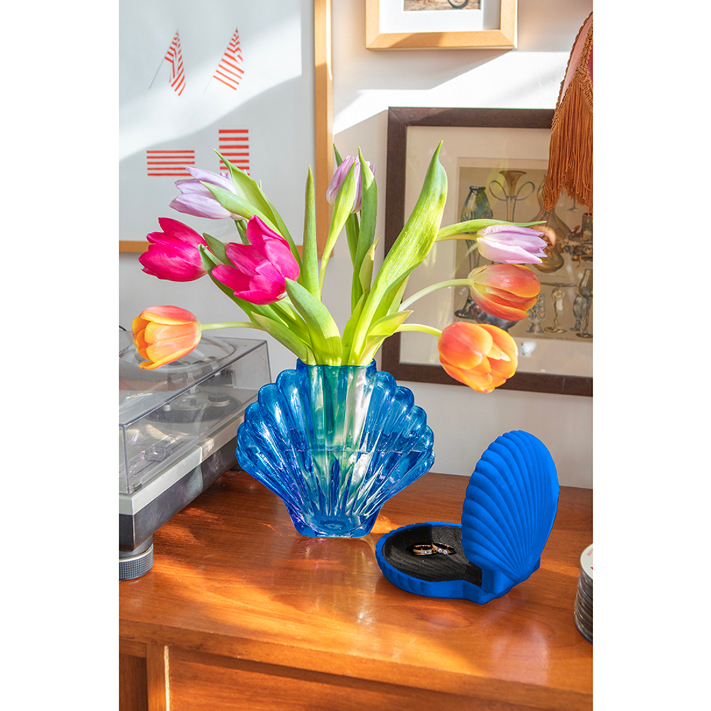 Ваза для цветов seashell, 18,5 см, голубая