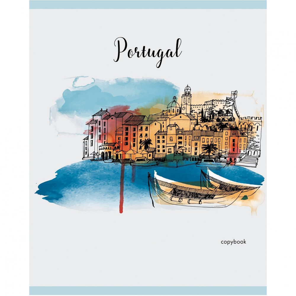 Тетрадь 48л., А5, клетка, Канц-Эксмо "Акварельное путешествие", скрепка, хромэрзац, второй блок, 5 дизайнов