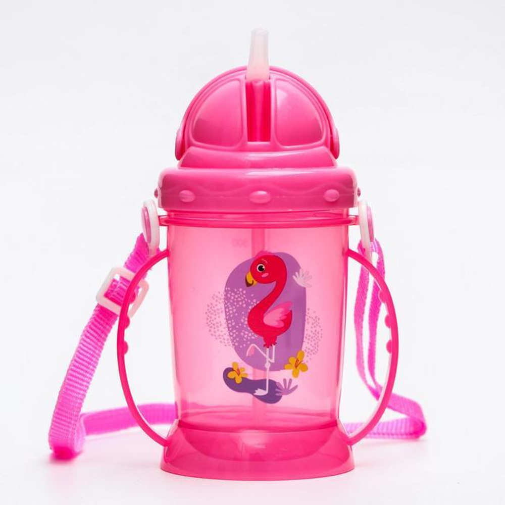 4756847 Поильник с трубочкой 260 мл «Фламинго»