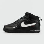 кроссовки Nike Air Force 1 Mid Black / White Swoosh Winter
