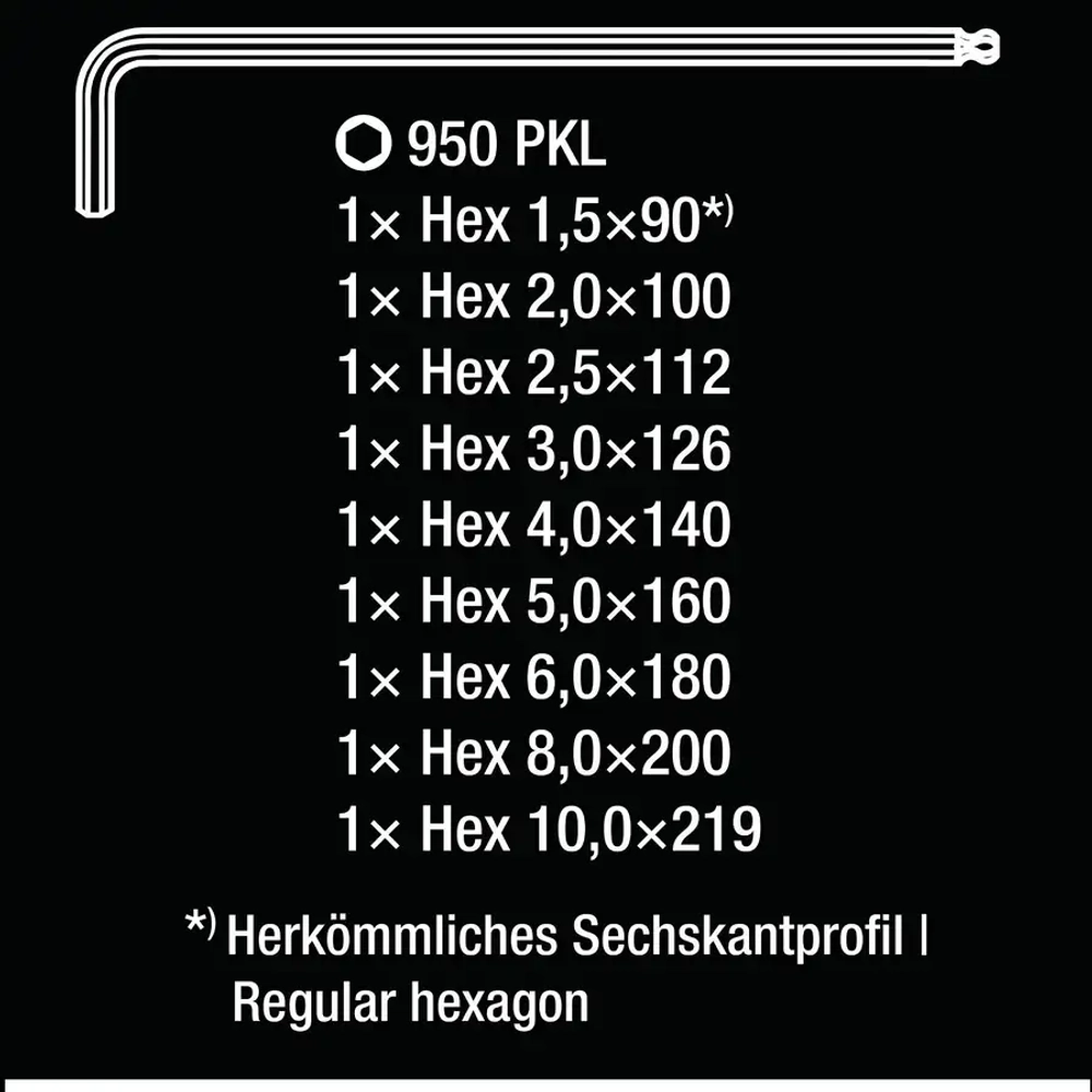 Набор Г-образных шестигранных ключей Hex-Plus WERA 05073391001