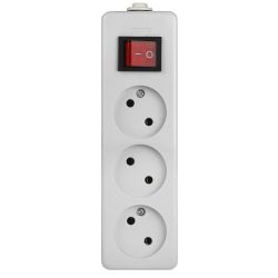 Колодка ЭРА K-3s 3 розетки без зазeмления с выключателем белая | Колодки